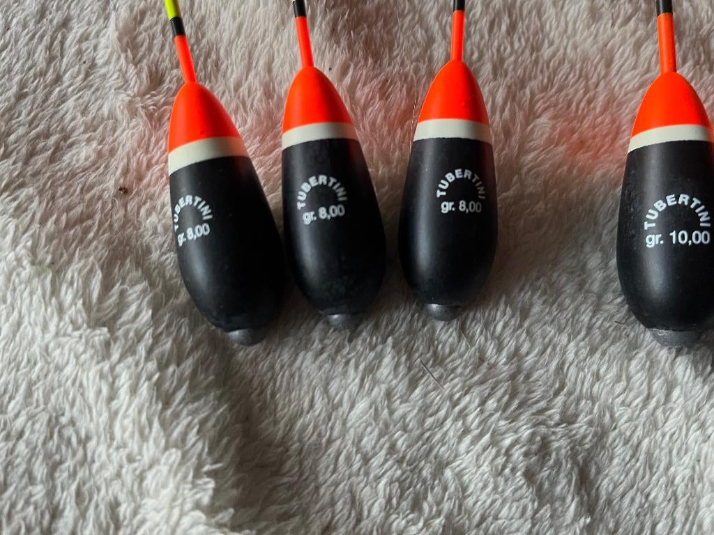 adv 84 / NIEUW serie 6 sinkerdobbers TUBERTINI, Watersport en Boten, Ophalen of Verzenden, Nieuw, Dobber of Lood