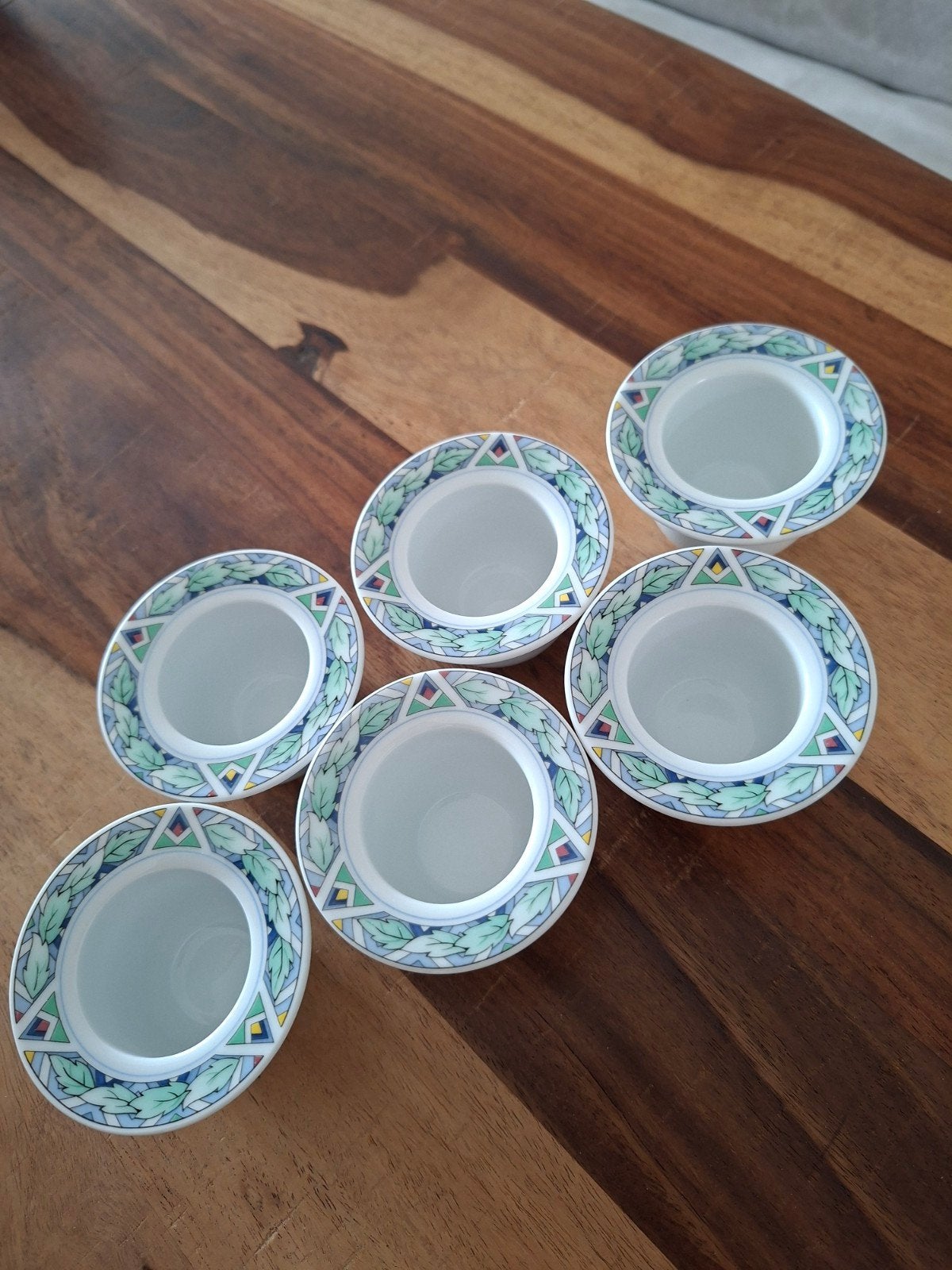 Set van 6 Arzberg eierdopjes met bladmotief, Ophalen of Verzenden