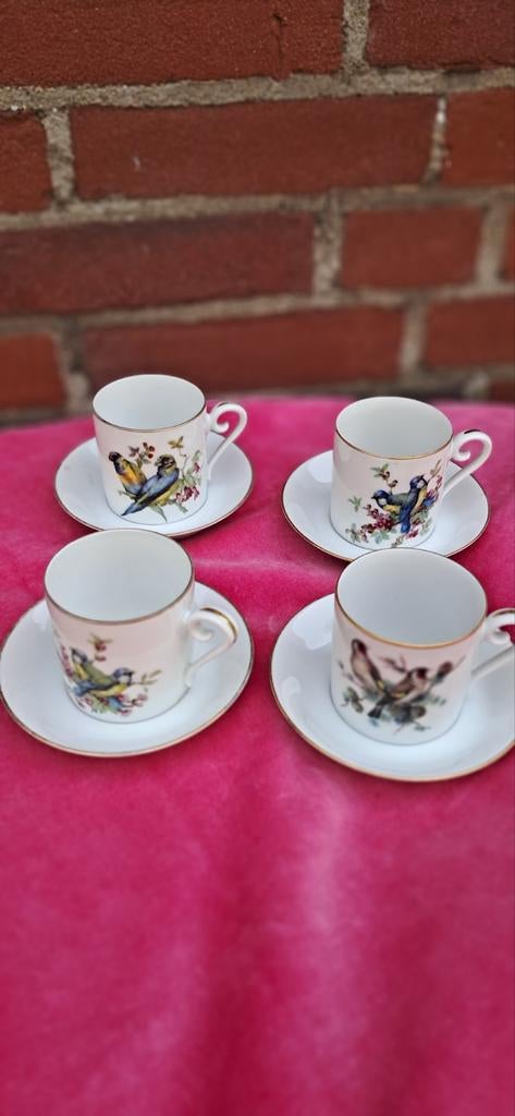 4x Hutschenreuther porseleinen kopjes met vogels, Antiek en Kunst, Ophalen of Verzenden