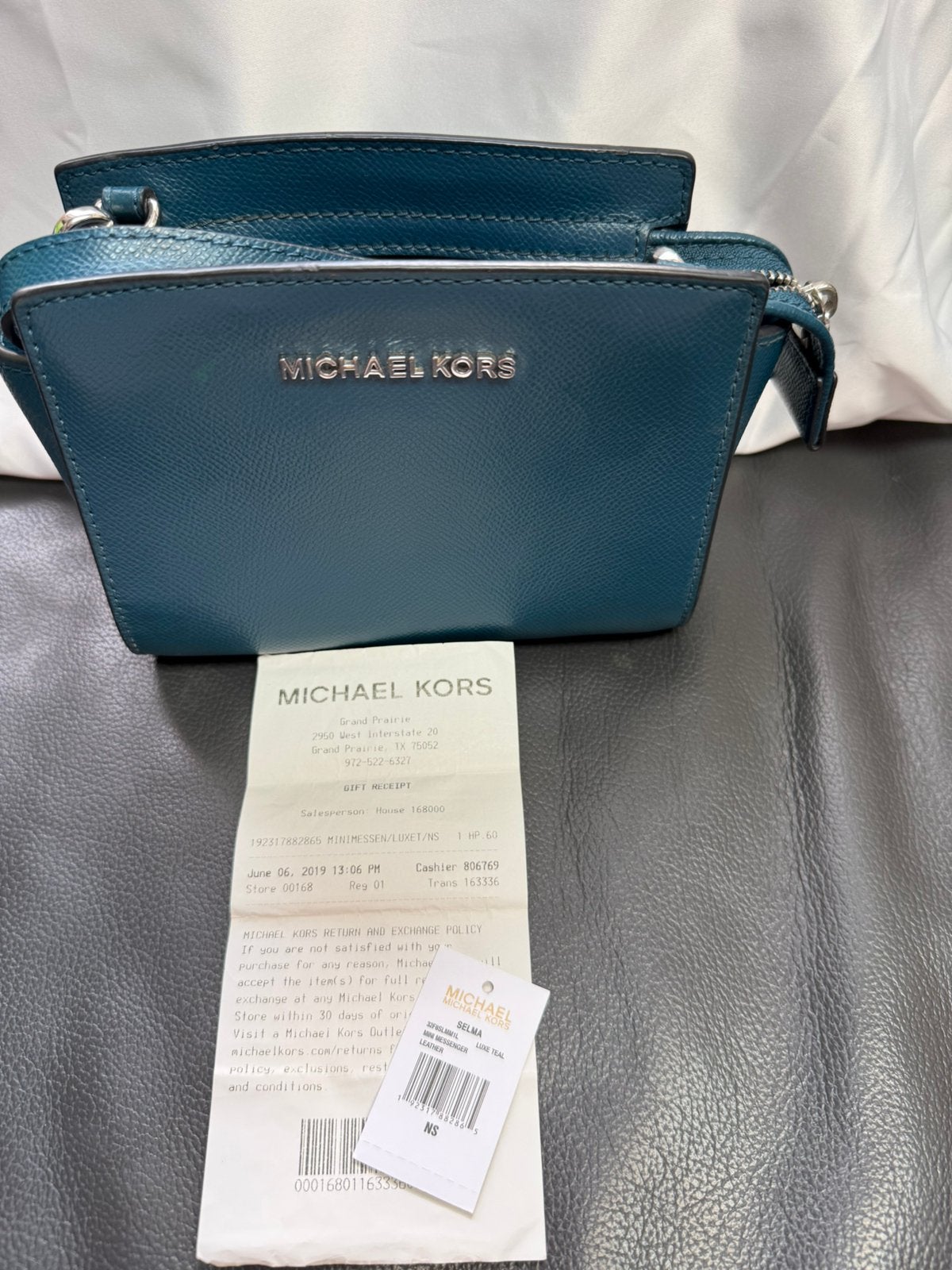 Originele Michael Kors Selma Mini Messenger (Luxe Teal), Ophalen of Verzenden, Zo goed als nieuw, Blauw, Dame