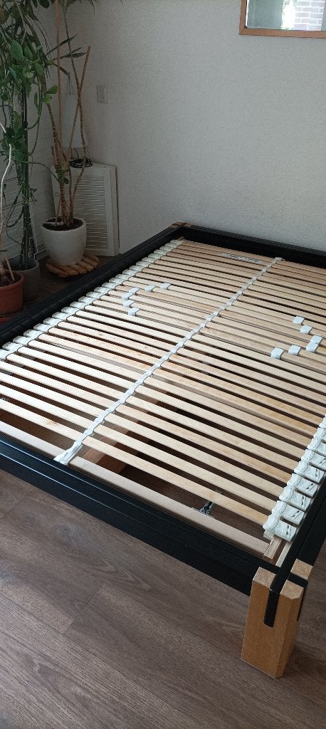 twijfelaar bed zwart met laden, Ophalen, Zwart, Japans, 140 cm