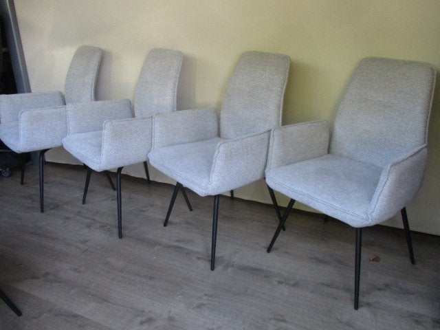 NIEUWE set In House Hatomi eet /armstoel 6 stuks stof grijs, Nieuw, Ophalen of Verzenden, Grijs, Vijf, Zes of meer stoelen