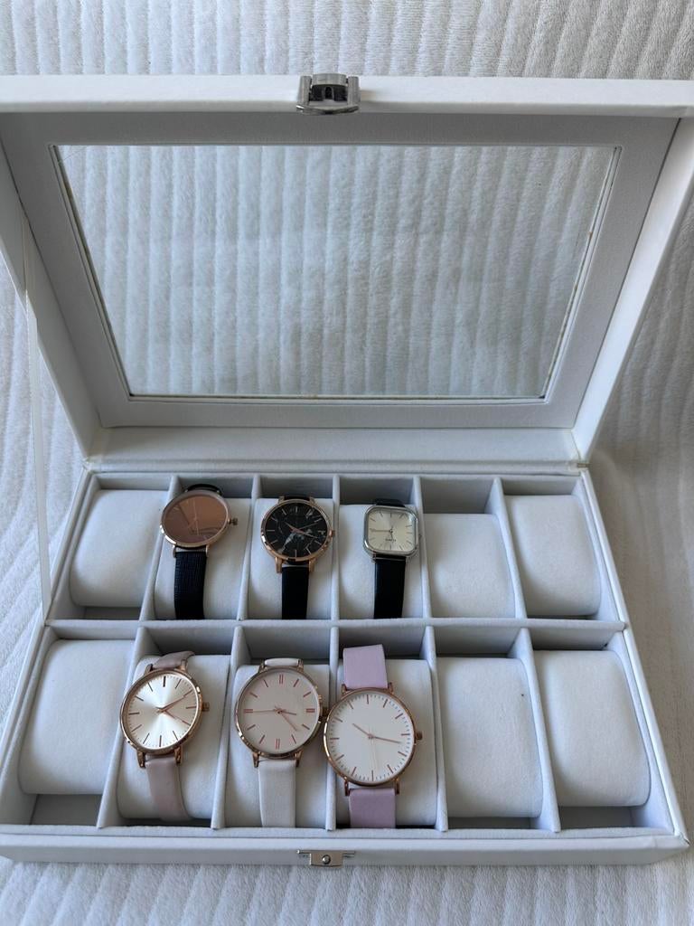 Premium witte horlogedoos van SONGMICS met 6 horloges, Ophalen, Zo goed als nieuw