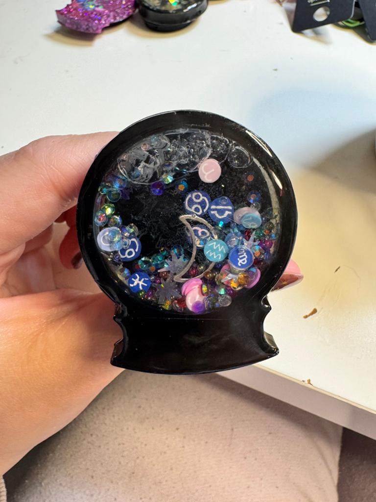 Crystal Ball Popsocket Zodiac  Zwart Glitter, Verzenden, Zo goed als nieuw