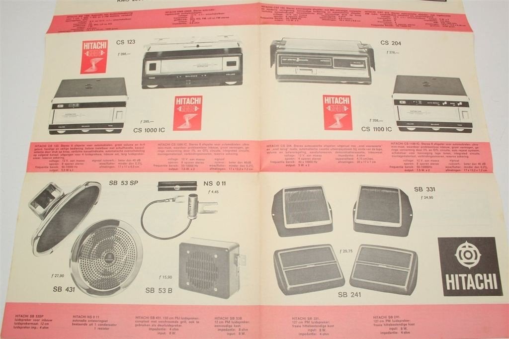 Hitachi Autoradios — Vintage Autostereo Folder ca. 1973, Boeken, Ophalen of Verzenden, Gelezen, Overige merken