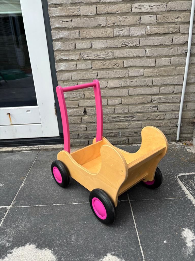 Houten loopwagen met roze accenten, Ophalen, Zo goed als nieuw, Duw- of Trekspeelgoed
