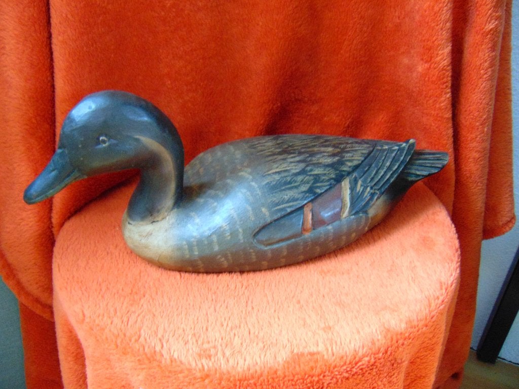 Grote Handgesneden Houten Eend Lok Vogel, Ophalen, 20 - 50 cm, Beeld, Hout