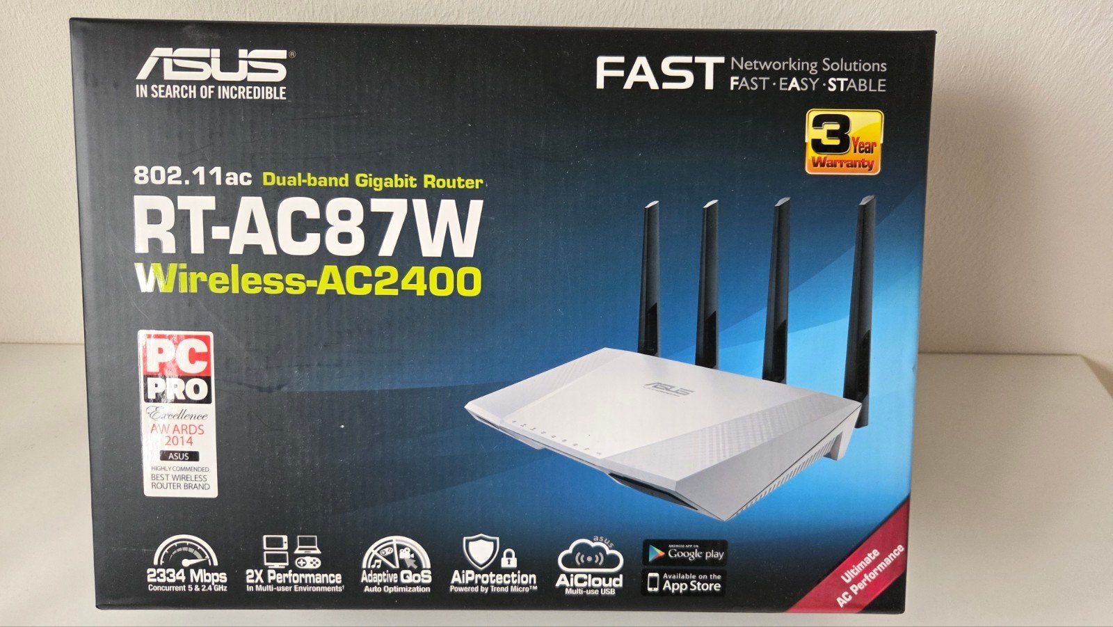 ASUS RT-AC87W Wireless-AC2400 Dual-band Gigabit Router, Ophalen of Verzenden, Gebruikt, Router, ASUS