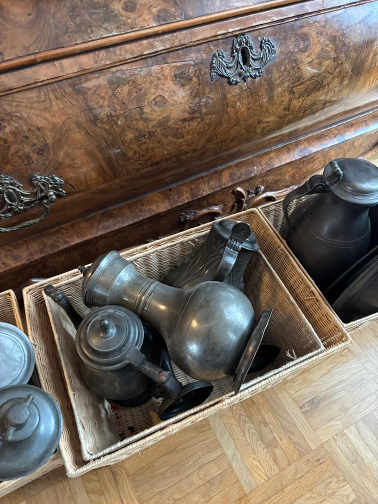 Collectie 14 stuks antiek tin er overname, Antiek en Kunst, Ophalen