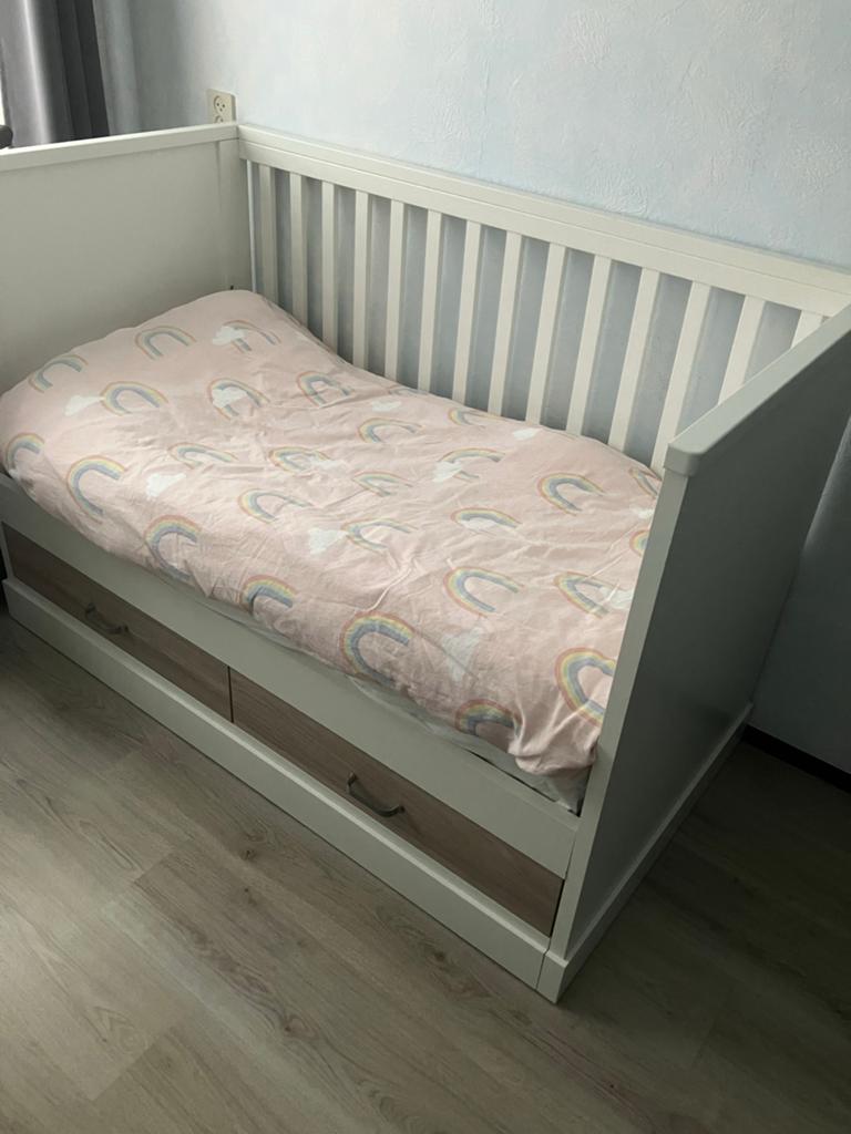 Peuterbed incl matras Flow, tencel (aerosleep), dekbed etc, Ophalen, 70 tot 85 cm, 140 tot 160 cm, Zo goed als nieuw