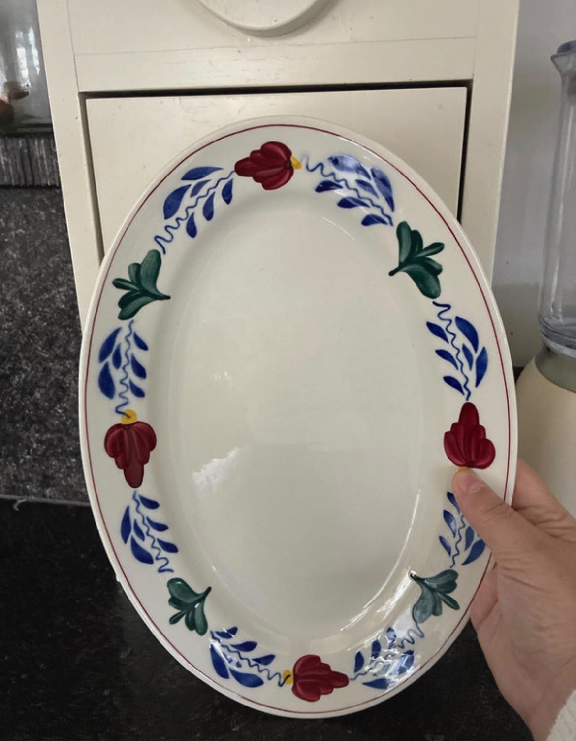 Grote vintage Boerenbont serveerschaal – 35 cm, Ophalen of Verzenden, Zo goed als nieuw, Aardewerk, Schaal of Schalen