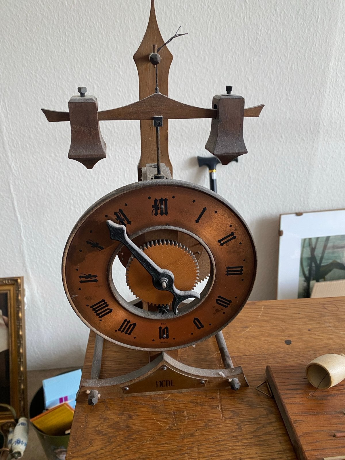 Buco Baumann Zwitserse houten klok jaren '60/'70, Ophalen