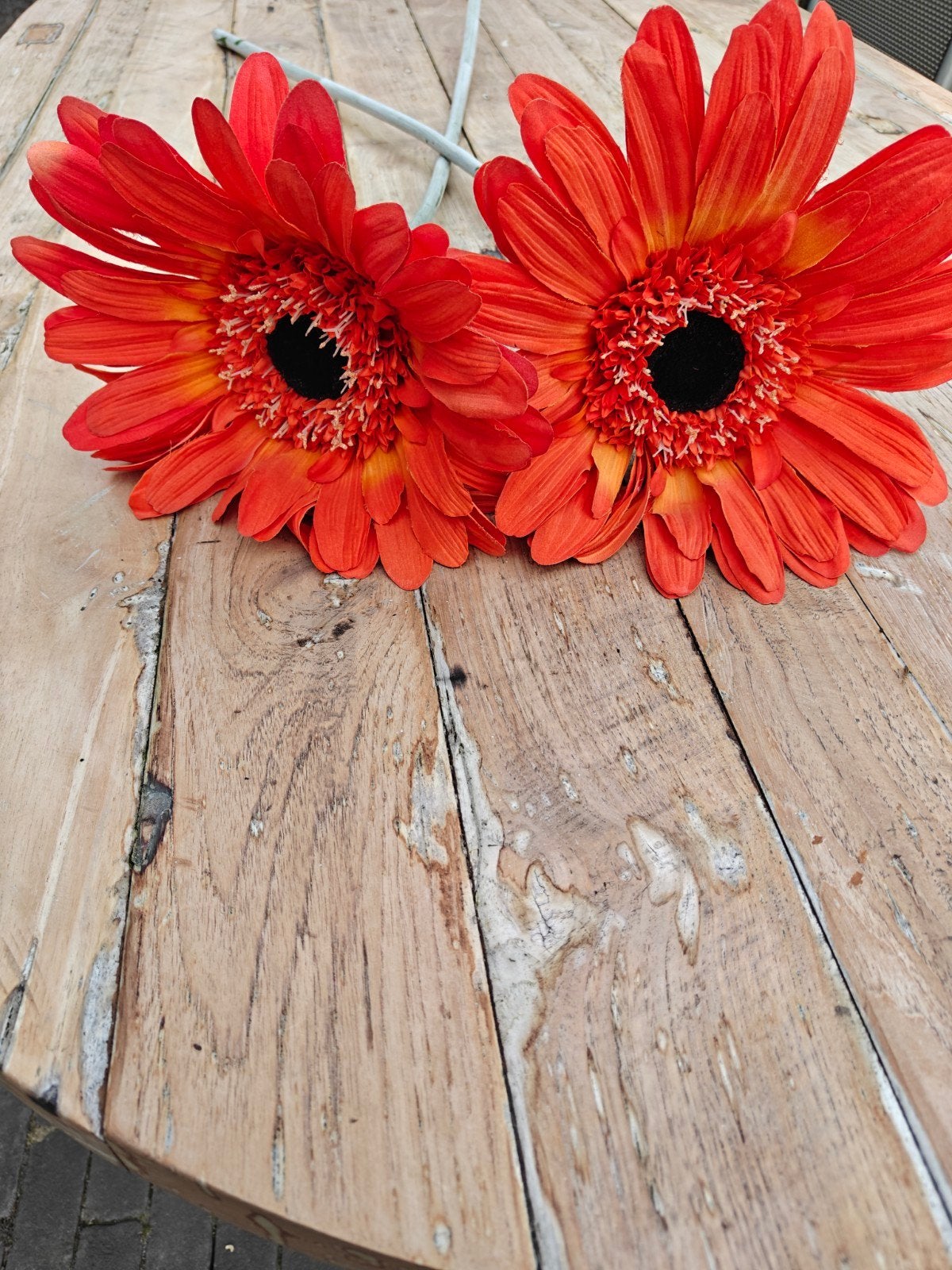 2 Grote Kunst Gerbera's - 1 Meter Lang, Ophalen, Binnen, Gebruikt, Kunstbloem
