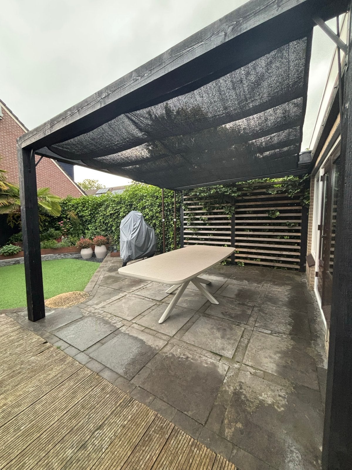 Muurpaviljoen | Overkapping met schaduwdoek (reparatie), Tuin en Terras, Overkappingen, Ophalen, Gebruikt, Tuinpaviljoen