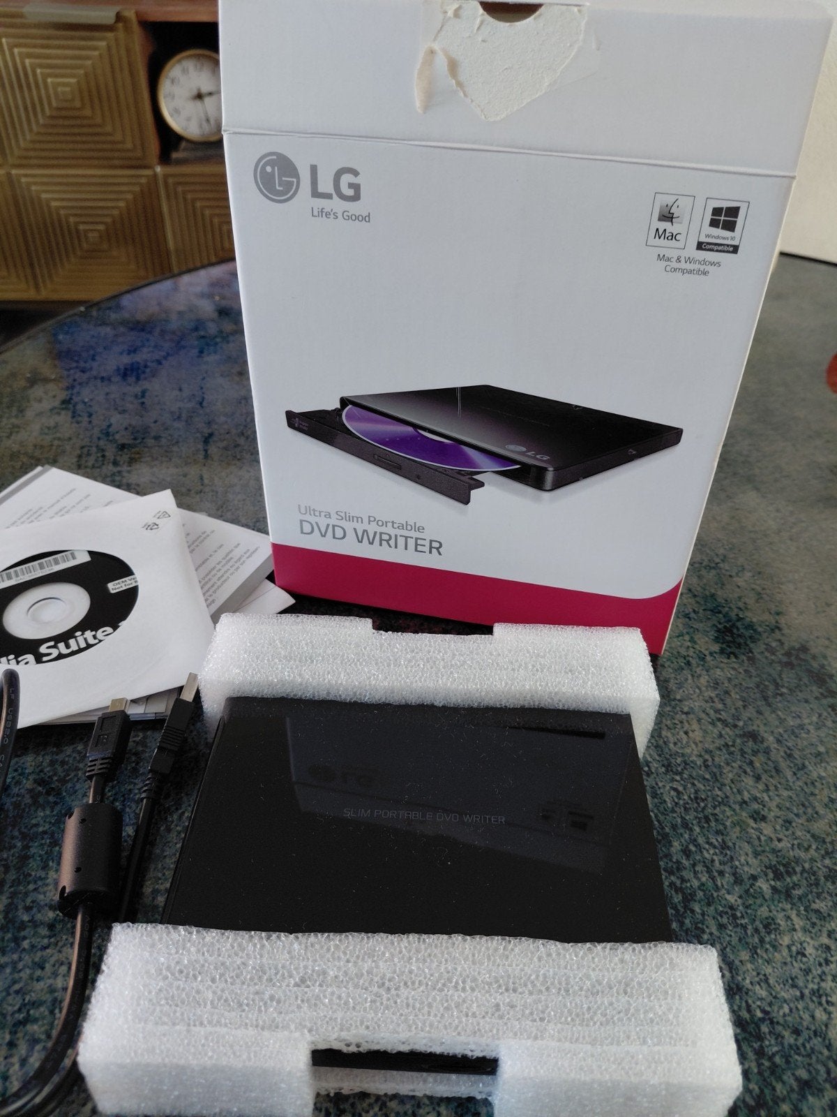 LG Ultra Slim Draagbare DVD Writer - Mac & Windows, Ophalen, Cd, MacOS, Zo goed als nieuw