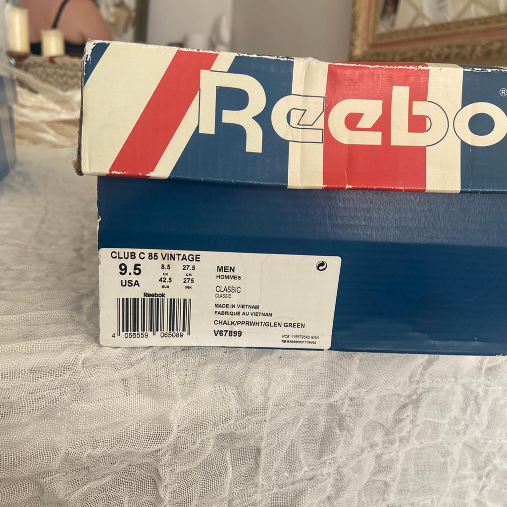 Reebok Club C85 Vintage wit/groen. Maat 42,5, Ophalen of Verzenden, Zo goed als nieuw, Wit