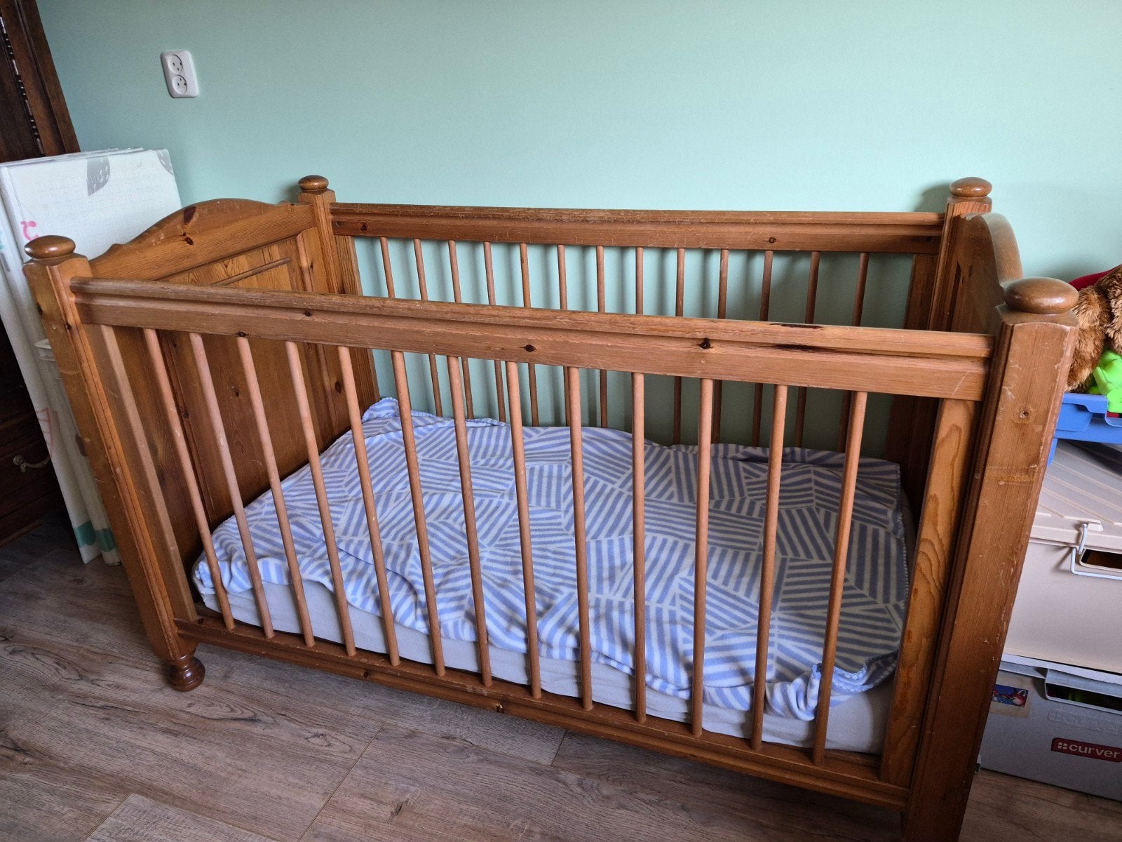 Ledikant met Aerosleep topper, matras en commode, Ophalen, Gebruikt, Bruin, 190 cm of minder