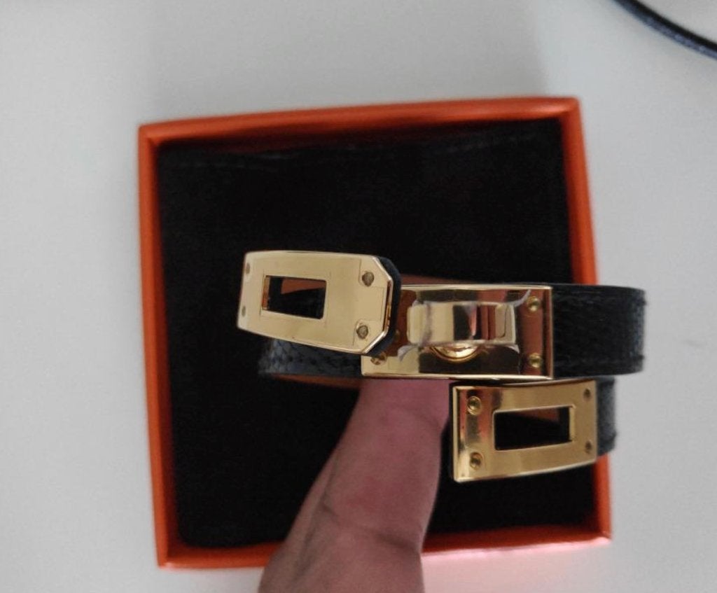 HERMES lizard KDT bracelet, Sieraden, Tassen en Uiterlijk, Armbanden, Ophalen of Verzenden, Nieuw, Zwart, Overige materialen