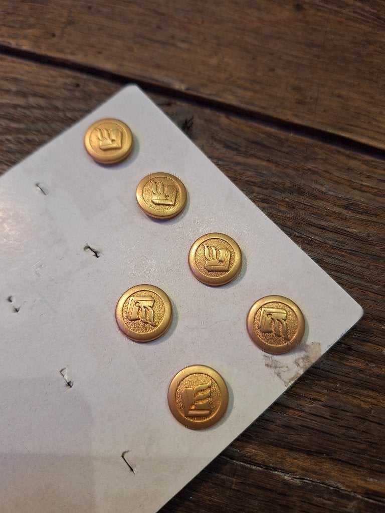 6 goudkleurige knopen Nederlands politie, Ophalen of Verzenden, Overige soorten, Nederland, Kleding of Schoenen
