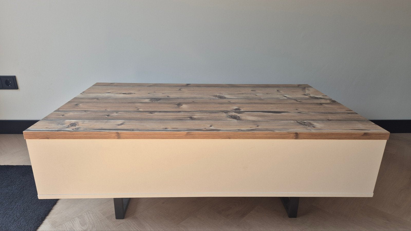 Salontafel met opklapbaar blad en opbergruimte, Gebruikt, 100 tot 150 cm, Modern, Industrieel, 50 tot 100 cm