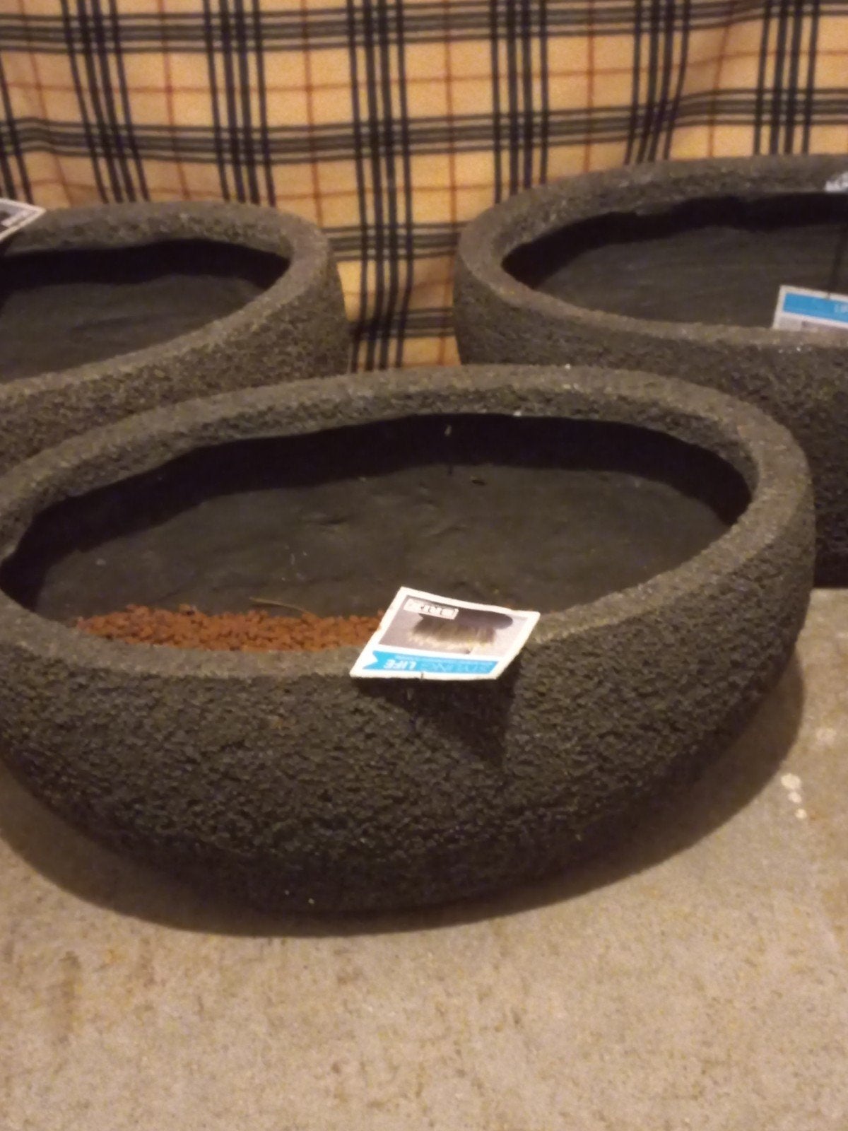 Prachtige zwarte Polystone bloembakken (3 stuks), Ophalen, Kunststof, Gebruikt, Minder dan 30 cm
