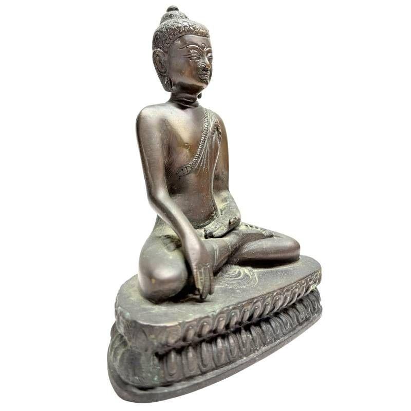Massief Bronzen Boeddha Nepal - 1,6kg - 19cm, Ophalen of Verzenden, Gebruikt