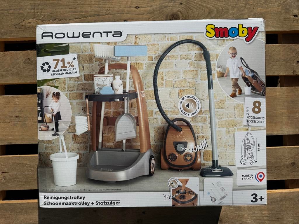 Smoby Rowenta Schoonmaaktrolley met Stofzuiger, Smoby Toys SAS, Le Bourg Dessus, 39170 Lavans-lès-Saint-Claude, Frankrijk, Contact@smoby.com