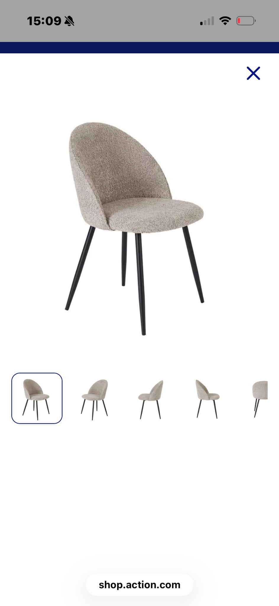 2 nieuwe Action stoelen, taupe bouclé, Huis en Inrichting, Ophalen, Twee, Overige kleuren, Nieuw