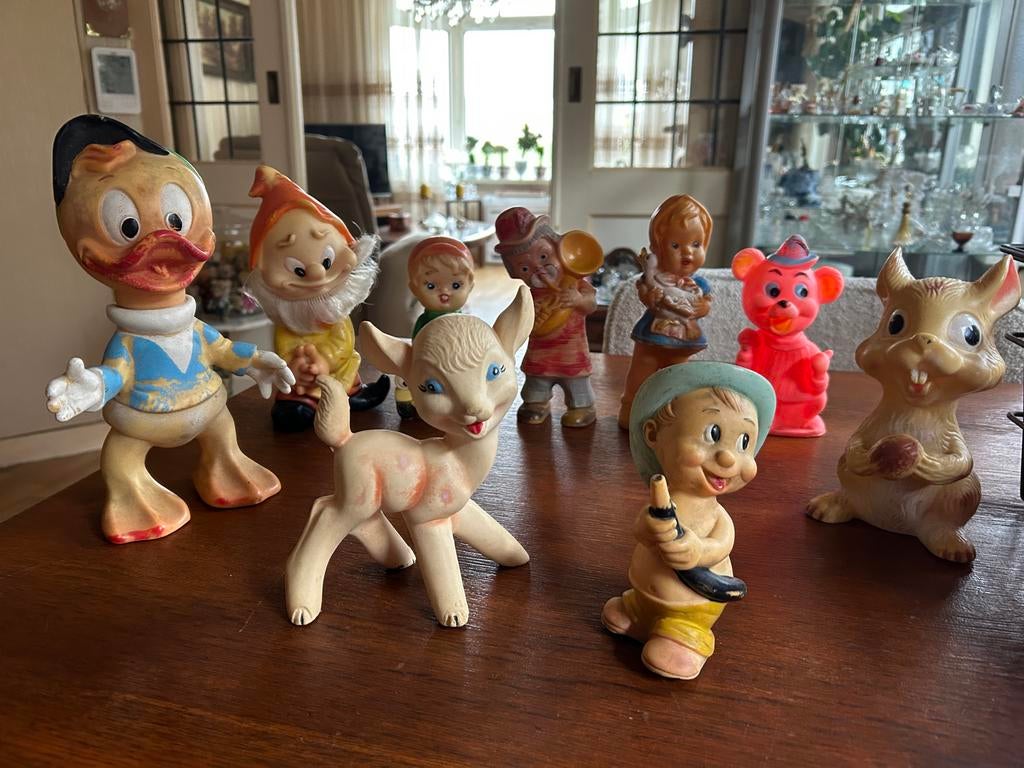 Collectie van  vintage rubberen speelgoedfiguren, Ophalen of Verzenden