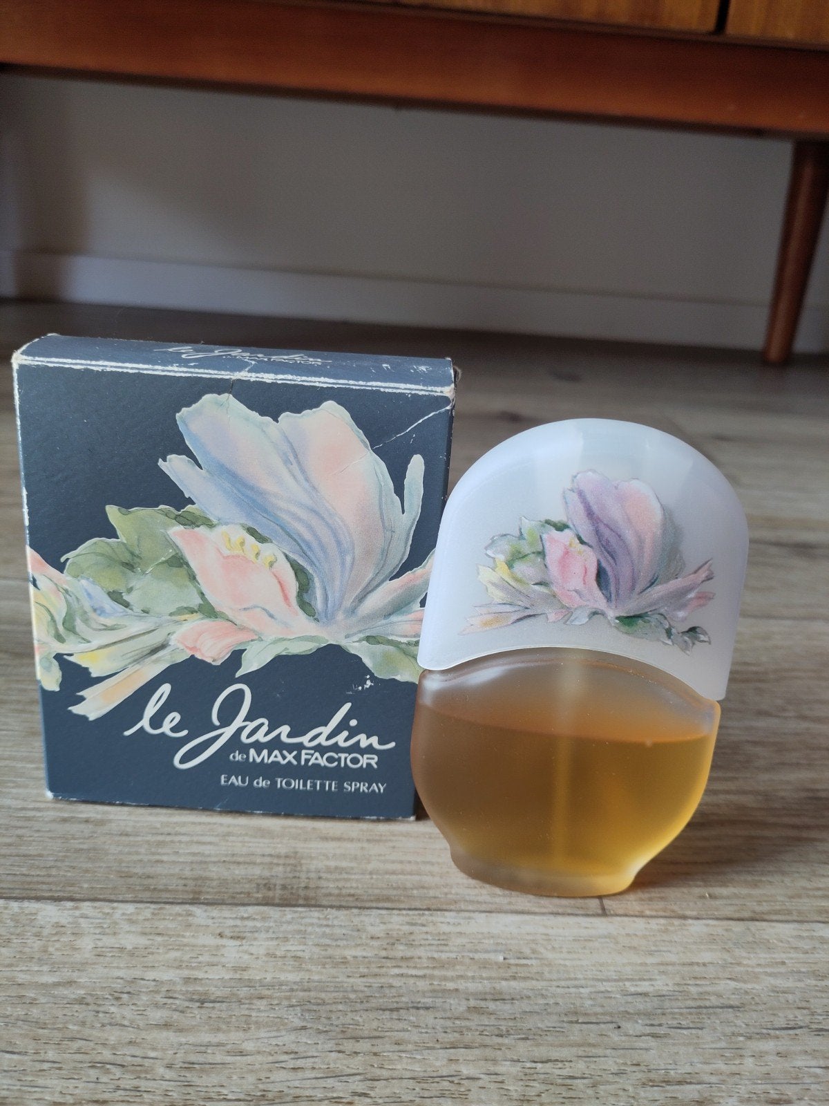 Vintage Le Jardin Max Factor 60ml zeldzaam 1983, Verzamelen, Parfumverzamelingen, Ophalen of Verzenden, Gebruikt, Parfumfles