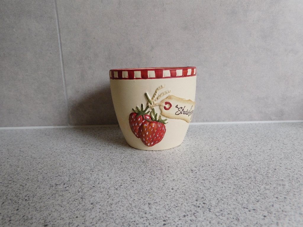Bloempot Strawberry - JET by ter Steege - 9x7,5 cm, Huis en Inrichting, Gebruikt, Keramiek, Ophalen of Verzenden, Jet by Ter Steege