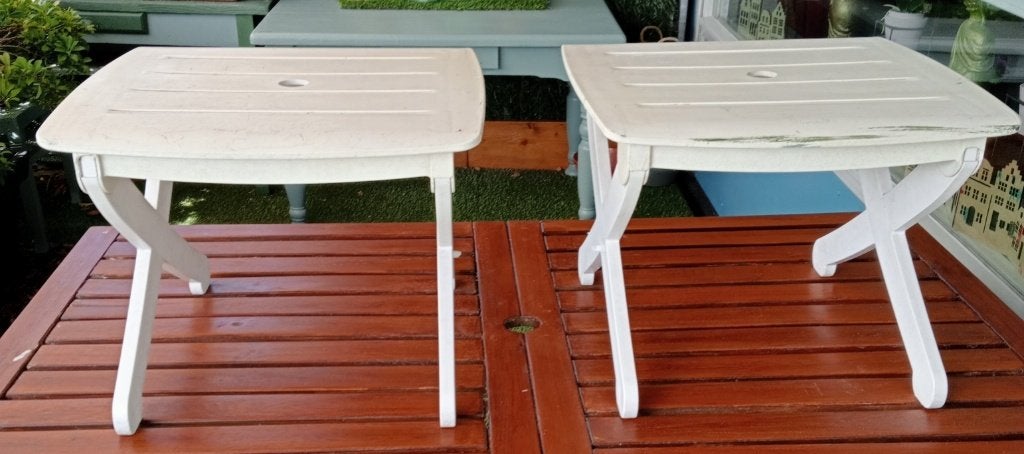 GRATIS 2 x Hartmann voetenbankje, Tuin en Terras, Tuinstoelen, Ophalen, Gebruikt, Kunststof, Stapelbaar