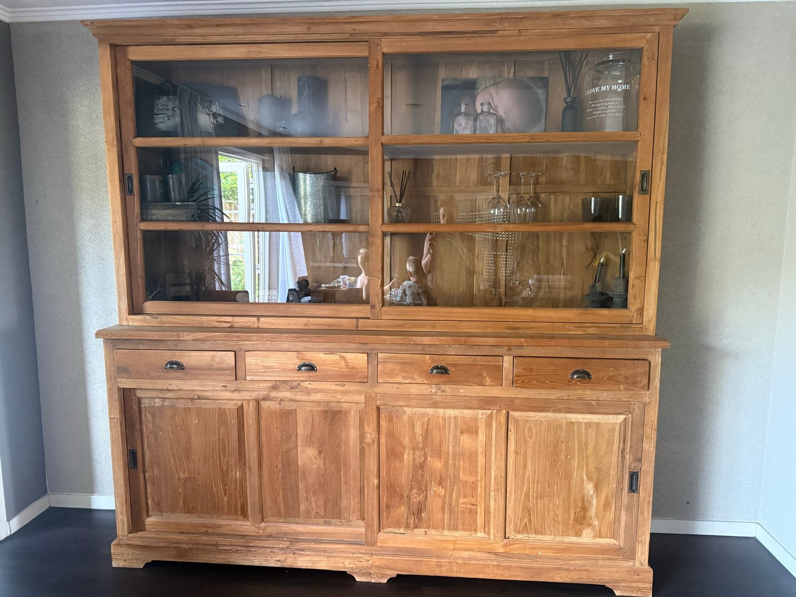 Teak houten buffetkast, Ophalen, Gebruikt, Met deur(en), Teakhout