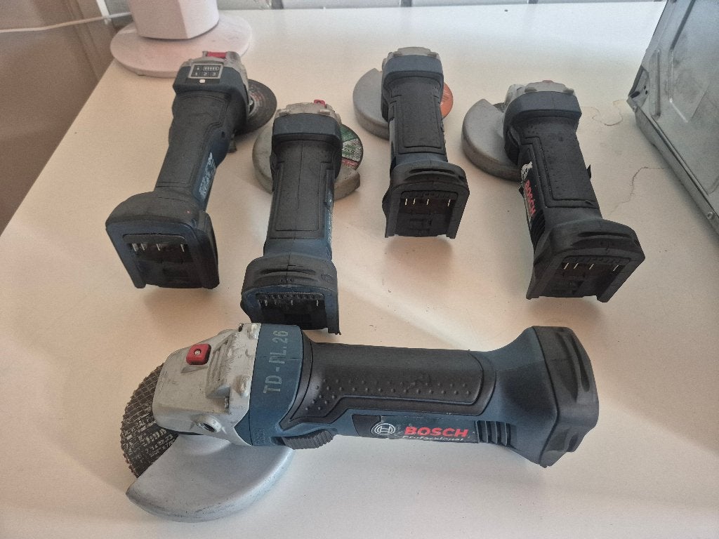 5xBosch Accu Slijpmachines GWS 18-125 V-LI & GWX 18V-10 SC, Gebruikt, ., Haakse handslijpmachine, Ophalen of Verzenden