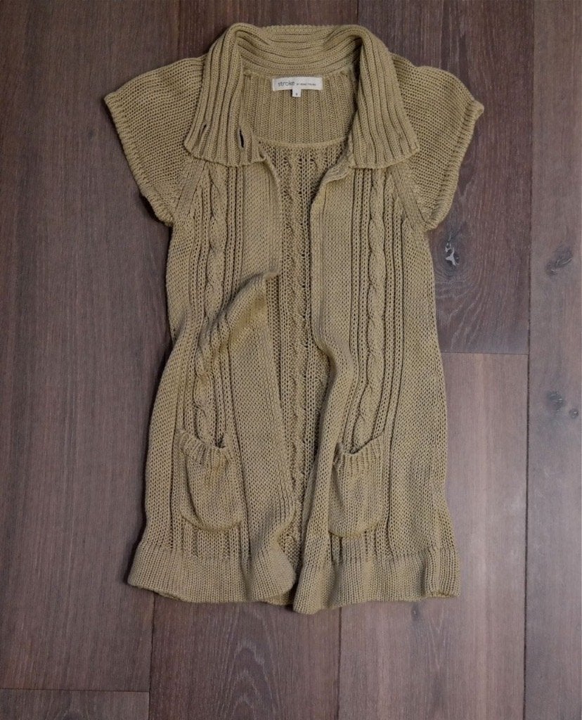 NIEUW Lang goud-beige gebreid vest korte mouw Stroke mt 36, Beige, Nieuw, Ophalen of Verzenden, Stroke (by Barry Tielens)