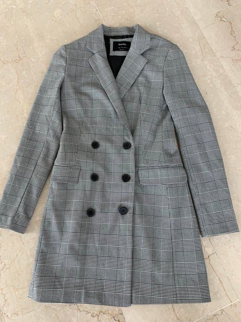 Double-breasted blazer met klepzakken, mt S, Bershka,, Zwart, Jasje, Maat 36 (S), Gedragen