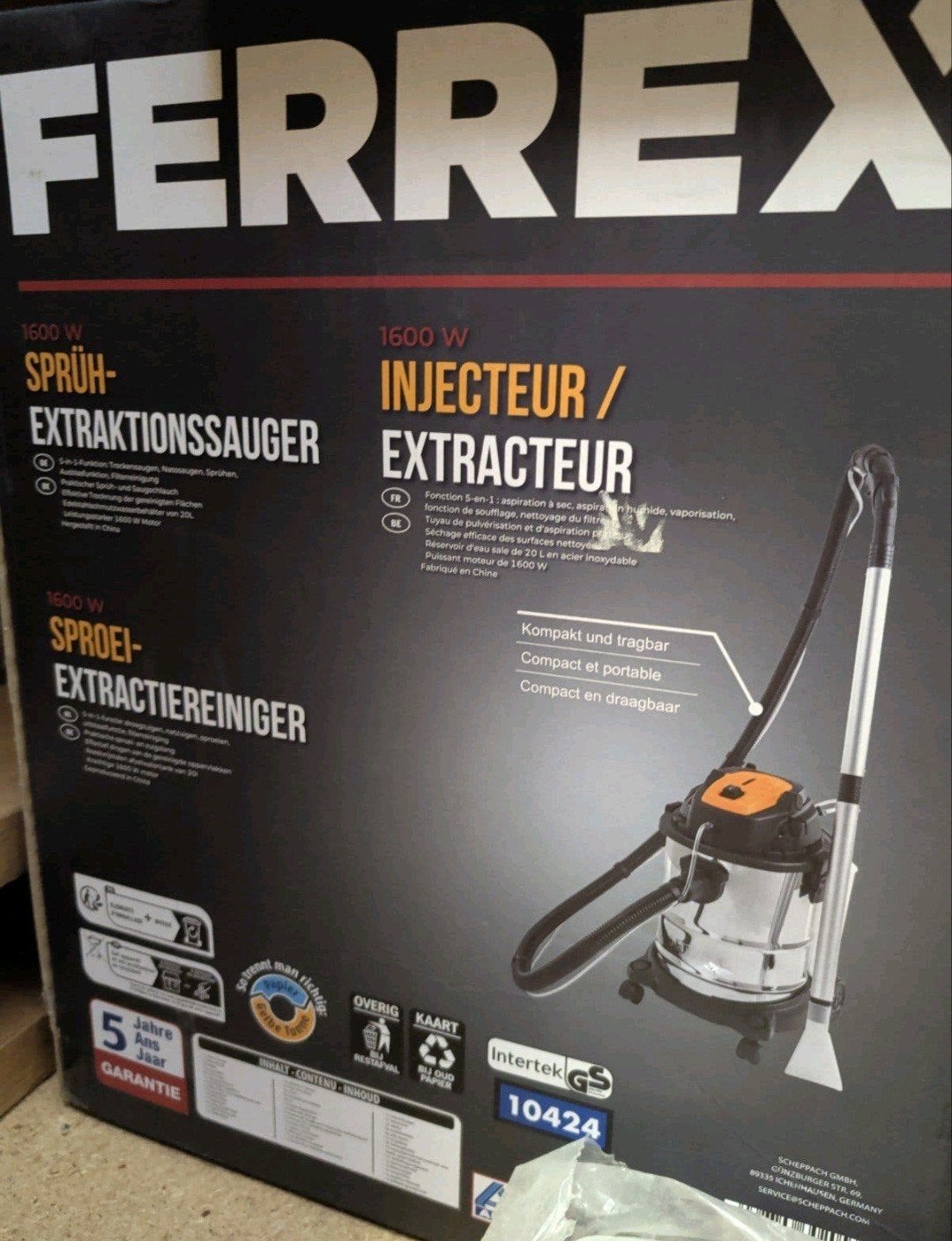 Ferrex 1600W Sproei-Extractiereiniger / Injecteur-Extracteur, Ophalen, Overige merken, Nieuw, 1600 tot 2000 watt