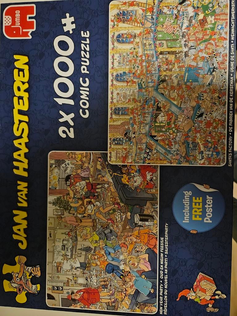 Jan van Haasteren dubbele puzzel Oud en Nieuw en De fabriek, Ophalen, 500 t/m 1500 stukjes, Zo goed als nieuw