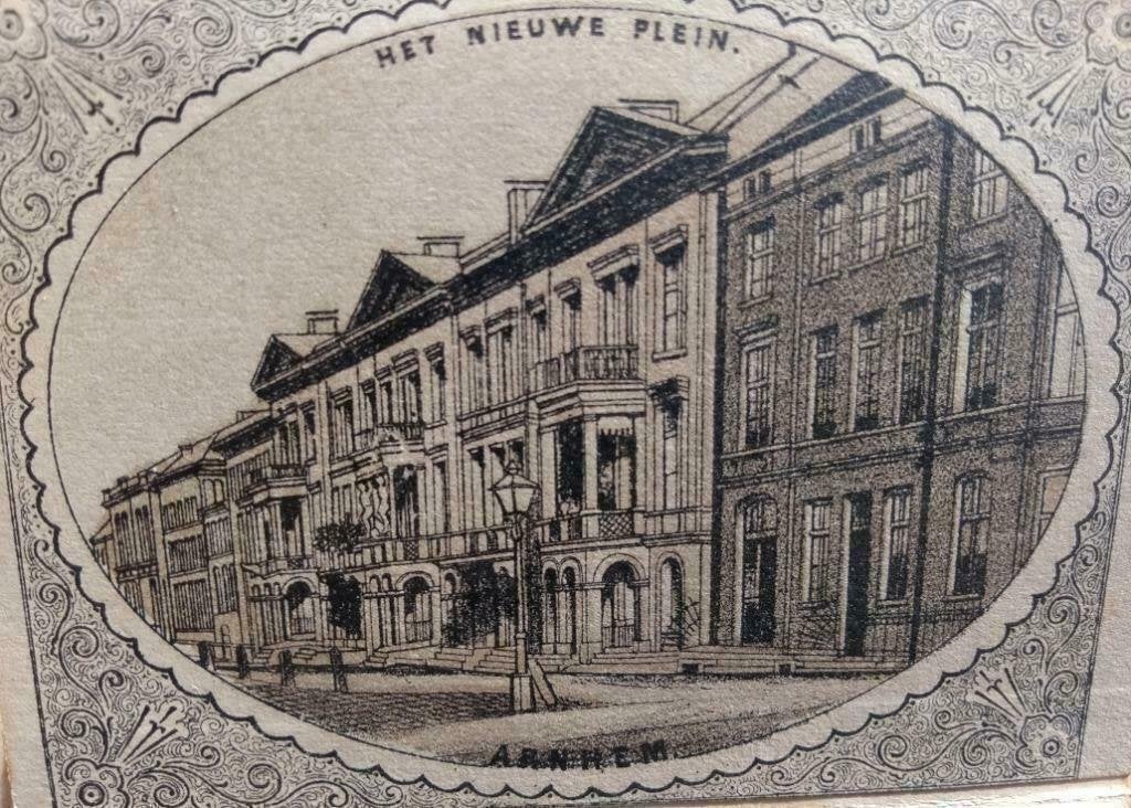 20 / Arnhem het Nieuwe Plein Litho 1875 zeldzaam, Ophalen of Verzenden