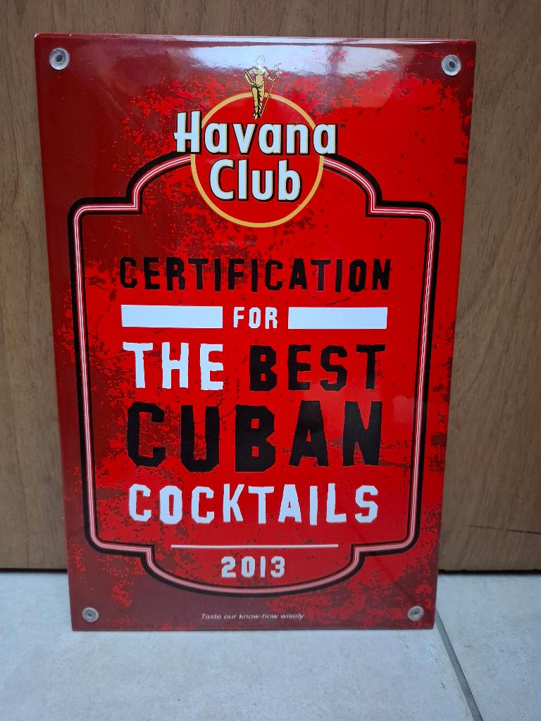 Emaillebord rum Havana Club, Verzamelen, Ophalen of Verzenden, Nieuw, Reclamebord