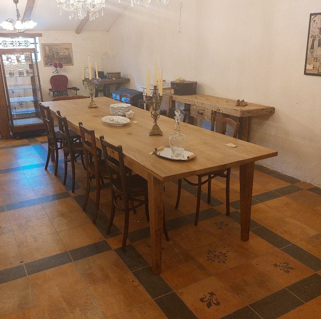 lange handgemaakte eettafel van eik  320 cm lang, Ophalen, Eikenhout, 50 tot 100 cm, Vijf personen of meer