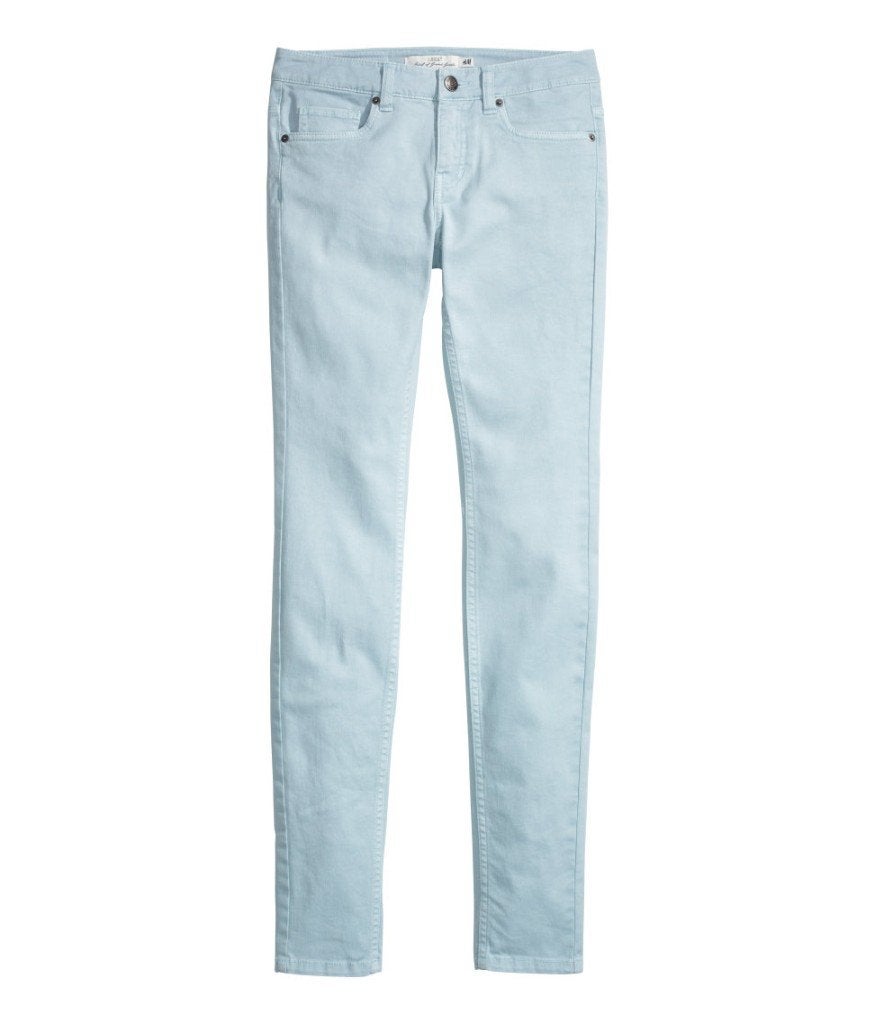H&M licht blauwe twill broek jeans pantalon slim fit maat 38, Maat 38/40 (M), H&M, Blauw, Nieuw