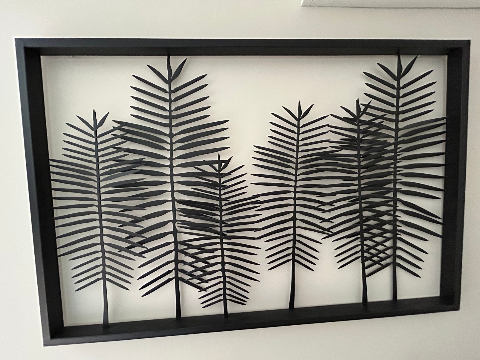 Te koop wanddecoratie schiderij., Ophalen, Metaal, Zwart, 114 cm