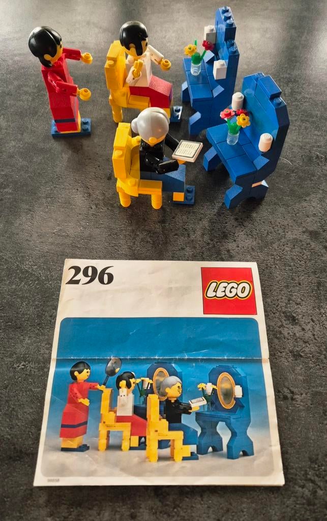 Vintage LEGO Set 296: Familie aan Kaptafel met Instructies, Compleet, Gebruikt, Lego, Ophalen of Verzenden