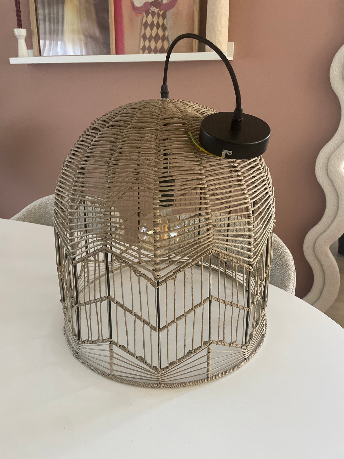 Rotan hanglamp Kwantum - Zo goed als nieuw, Huis en Inrichting, Ophalen, Zo goed als nieuw, Natuurlijk materiaal