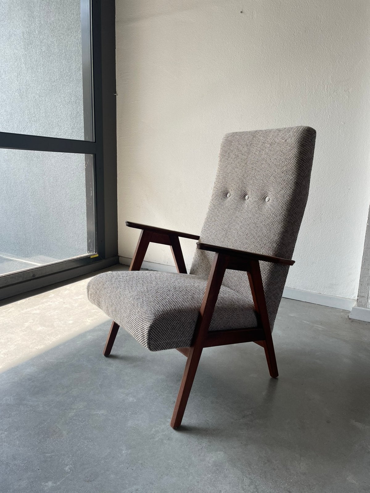 Vintage fauteuil met nieuwe de ploeg  jaren 50, Ophalen, Minder dan 50 cm, ., 2de hands