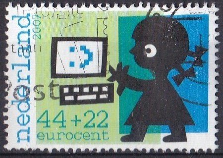 Kinderzegels – met computer - gebruikt – NVPH 2527d, Ophalen of Verzenden, Na 1940, Gestempeld