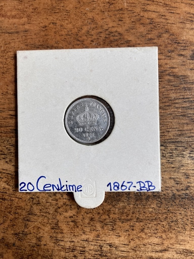 Frankrijk 20 Centime 1867 BB verzk.kk mooie kwaliteit, Ophalen of Verzenden, Frankrijk, Losse munt