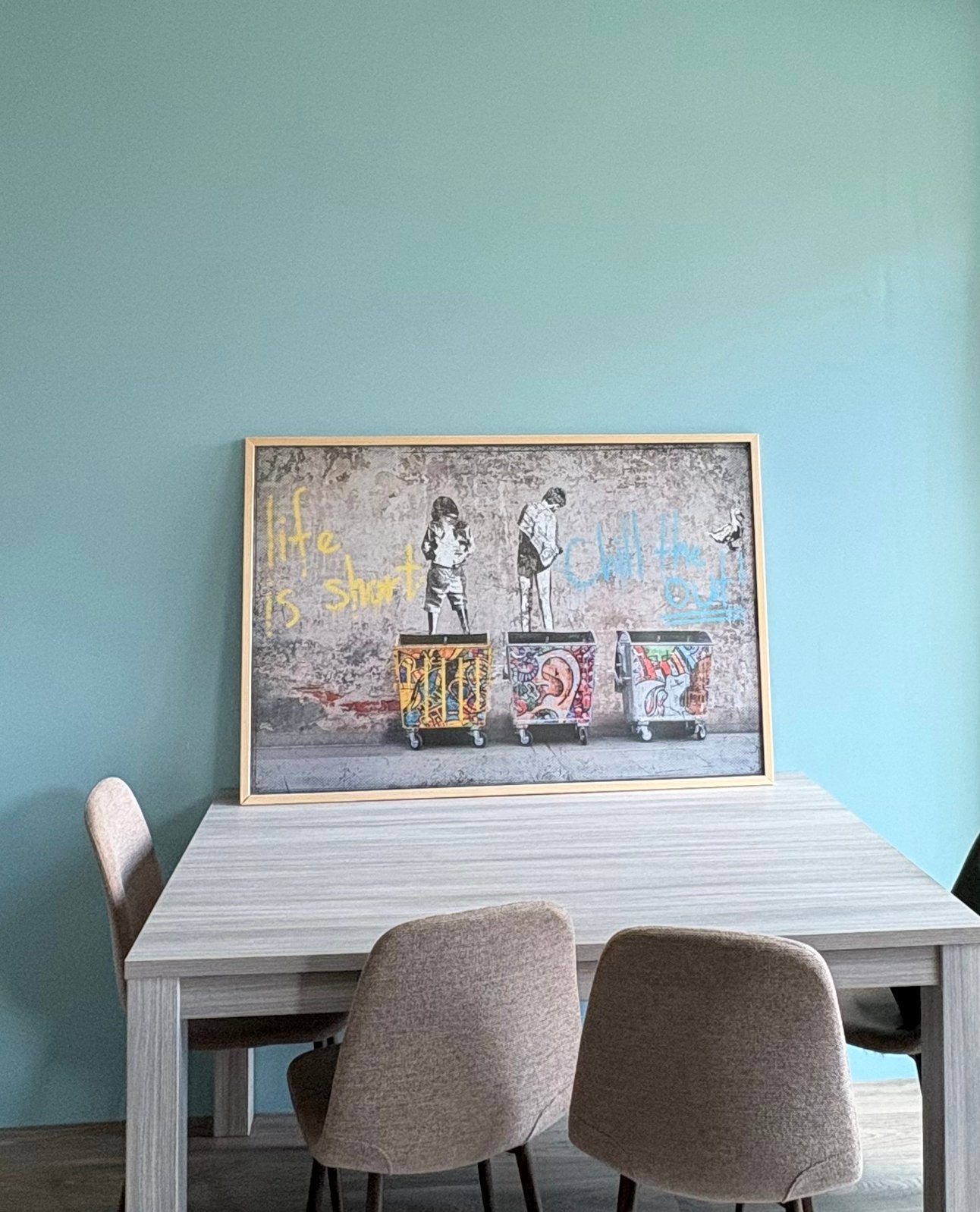 Ingelijste poster Banksy 120x80cm, Ophalen, Zo goed als nieuw, 100 tot 125 cm, Foto of Poster
