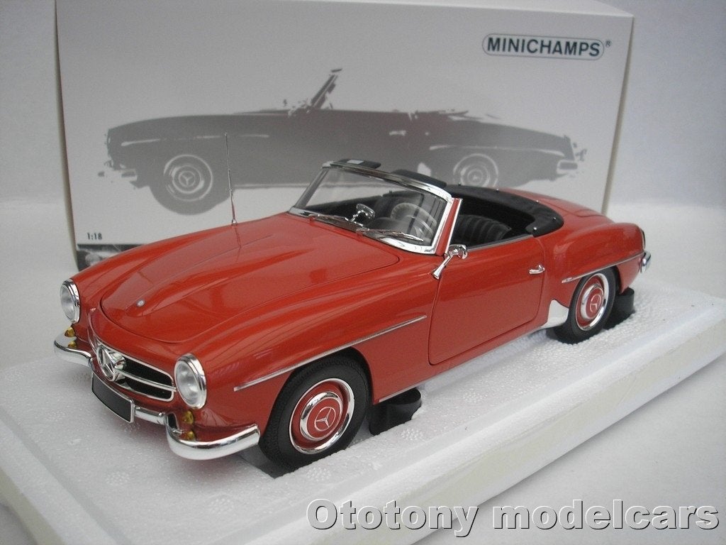 Mercedes Benz 190 SL (W121) 1955 Rood 1/18 Minichamps, Ophalen of Verzenden, Nieuw, Auto, MiniChamps